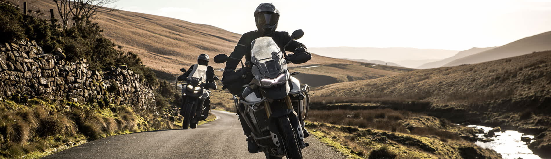 Triumph Motorcycles Clothing Adventure Rider wear Location Shot Models on Bikes)